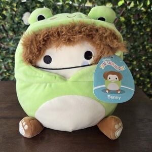NWT BENNY 8" Brown Bigfoot in Wendy Frog Costume Epic Collection Squishmallow 🐸